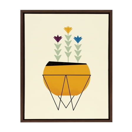 Kate and Laurel Sylvie Modern Planter Framed Canvas Wall Art by Amber Leaders Designs, 18x24 Walnut Brown