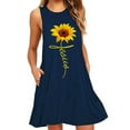 thumbnail image 1 of Sexy Dance Robes Courtes Mini pour Femmes Robe Débardeur à Col Rond Sans Manches Robe d'Été de Plage Décontractée Imprimé Tournesol Bleu Marine G, 1 of 2