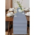 thumbnail image 4 of Navy Blue Striped Table Runner 72 Inches, Farmhouse Striped Geometric Art Bed Runner Dresser Scarves Tabletop for Indoor Outdoor Parties/Ceremony/Banquet, 18" x 72", 4 of 8