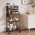 thumbnail image 5 of Art cart 3 Tier Rolling Cart - Utility Cart with Storage Drawer and Wheels Versatile Art Craft Organizer for Home Office or Studio Ideal for Storing Brushes Paints Brown, 5 of 7
