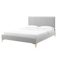 thumbnail image 1 of Platform Bed Frame, Full Size, Velvet, Light Grey Gray, Modern Contemporary Urban Design, Bedroom Master Guest Suite, 1 of 10