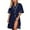 A-Navy55, variant on Contrast Trimmed Robe for Women Half Sleeve Shawl Collar Mini Nightrobe Soft Elegant Loungewear Robes