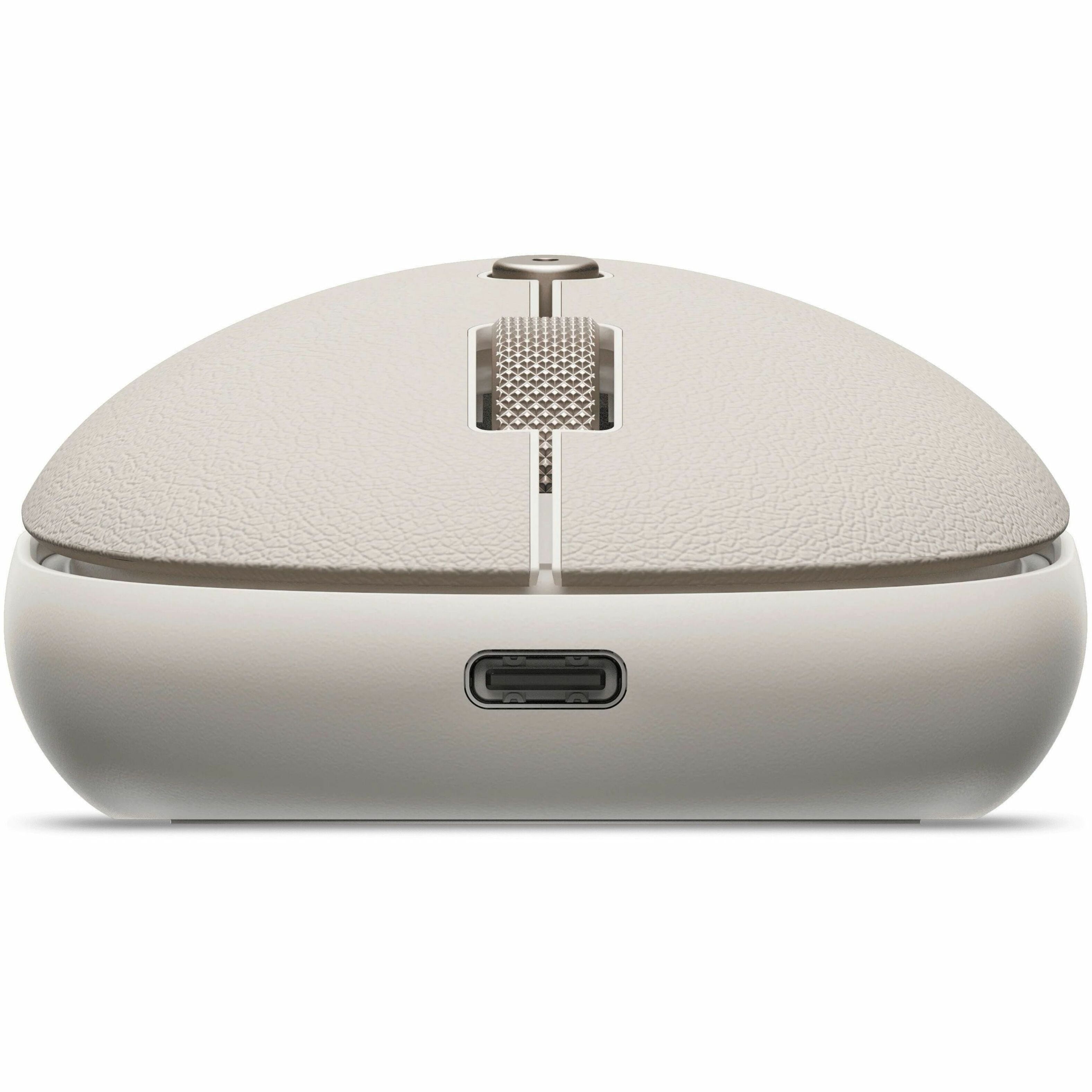 Satechi OntheGo Bluetooth Mouse with USB C Rechargeable Battery, Connect up 3 Devices, Compact and Portable Wireless Mouse for Laptop, Computer, Tablet - Sand