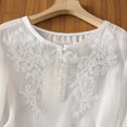thumbnail image 5 of Enjoytime Button Down Shirts for Women Imitation Linen Embroidered Solid Color Blouses 3/4 Sleeve Round Neck Business Casual Tops, 5 of 8