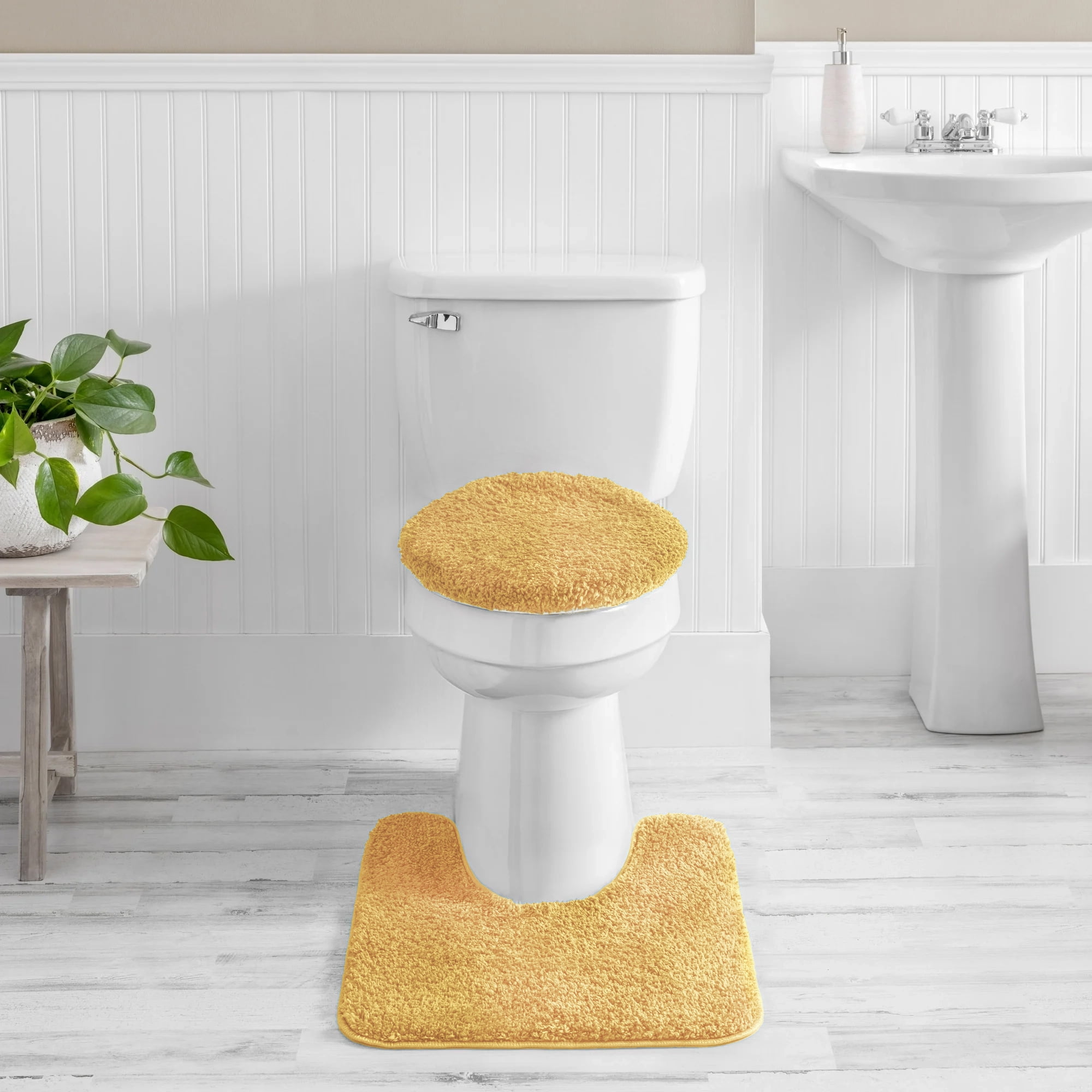 Mainstays Performance Recycled Polyester 3 Piece Bath Rug Set, Golden Curry