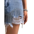 thumbnail image 5 of EMMIOL Women's Mid-Low Rise Distressed Denim Shorts - Rhinestones Fringe Summer Jorts, 5 of 5