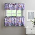 thumbnail image 2 of Purple Lavender Flower Butterflies 3-Piece Kitchen Curtains Set Kitchen Curtains Sets with Valance for Windows Rod Pocket Machine Washable Kitchen Decor Decorations (54"x18"+2x27.5"x24"), 2 of 6