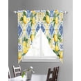 thumbnail image 3 of Botanical Lemon Swag Valances for Windows, Spring Countryside Floral Blue Tile Rod Pocket Sheer Valances for Large Windows, Swag Toppers Light Filtering for Kitchen Living Room 2 Panels 36''x63'', 3 of 4
