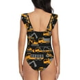 thumbnail image 6 of Yiaed Yellow Excavator Print Women's Ruffled One Piece Swimsuit V Neck Swimwear Slimming Monokini for Woman-Medium, 6 of 8
