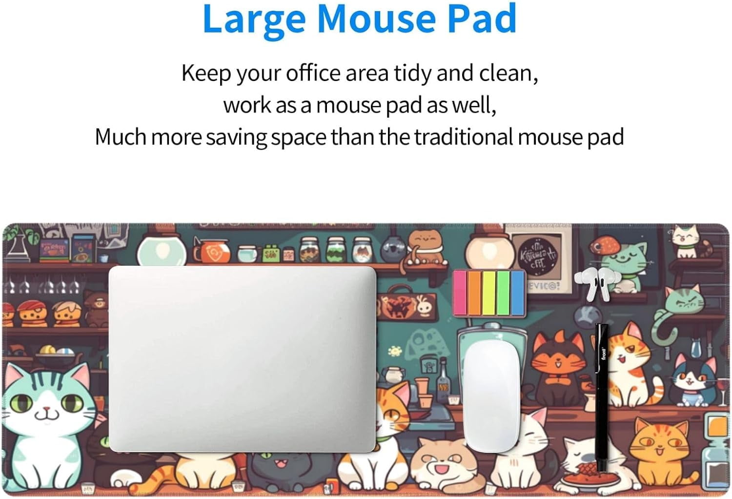 Mouse Pad, Large Japanese Desk Mat, XL Anime Gaming Keyboard Mat, Non-Slip Rubber Base, Big Extended Desk Protector for Home Office, 31.5”x11.8”