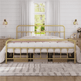thumbnail image 2 of Alden Design Metal Platform King Bed with High Headboard, Antique Gold, 2 of 10
