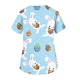 thumbnail image 5 of OIOLOYJM Easter Scrubs Tops for Women Funny Medical Bunny Eggs Graphic Tops Short Sleeve V Neck Shirt Holiday Oversized Blouse with 2 Pockets Light Blue M, 5 of 6