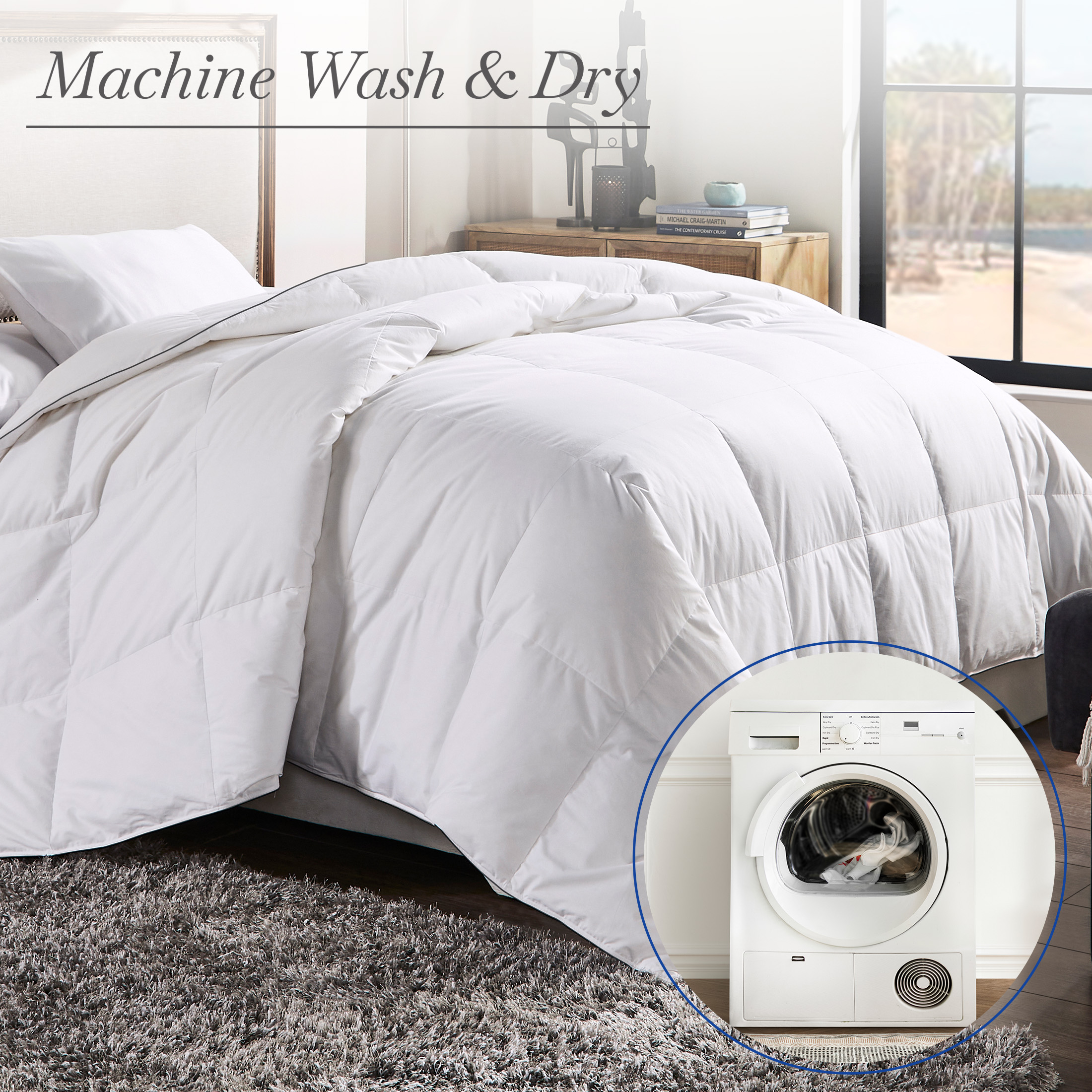 California Design Den Queen Comforter Duvet Insert With Down Alternative Fill
