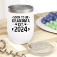 thumbnail image 2 of Soon to Be Grandma Est. 2024, Baby Shower or Gender Reveal Party, White 12oz Wine Tumbler, 2 of 5