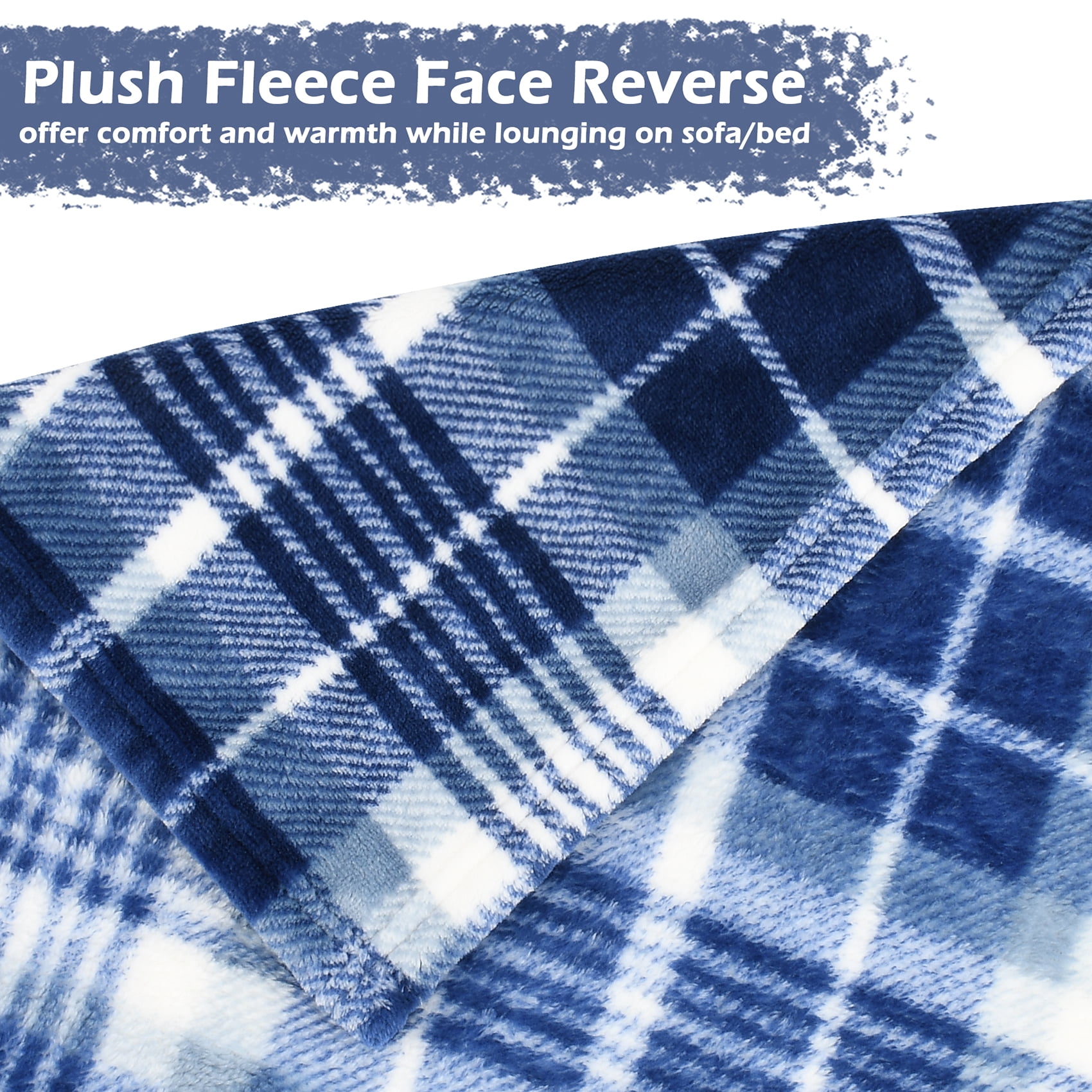 Tirrinia Blue Buffalo Plaid Fleece Blanket 50" X 60" Flannel TV Throw Microfiber-Super Soft & Comfy for Bedding Sofa Car Camping, All Seasons, Machine Washable