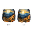 thumbnail image 3 of Yiaed Elegant Sunset Sunflower Print Women's Running Shorts with Liner 3 Zipper Pockets Elastic Workout Athletic Gym Yoga Shorts-Large, 3 of 7