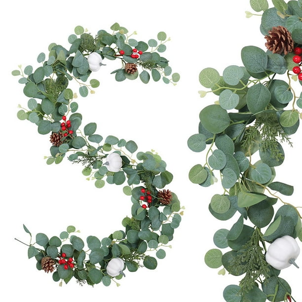 Decoración de Interiores, Enredaderas Falsas, Simulación Navideña, Plantas Verdes, Enredaderas Artificiales de Agujas de Pino Navideñas, Enredaderas Decorativas de 70,8 Pulgadas