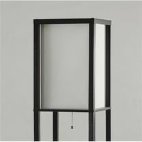 Three Drawer & Shelf Floor Lamp with Black Wood