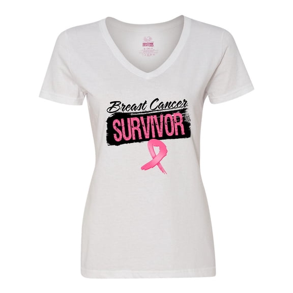 Inktastic Cool Breast Cancer Survivor Women's V-Neck T-Shirt
