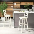thumbnail image 4 of Costway 2 PCS 30" Bar Height Stool Rubber Wood Swivel Bar Stool with Inclined Backrest Cream, 4 of 8