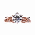 thumbnail image 3 of Elegant 7.0mm Round Lab-Created Moissanite & Diamond Sterling Silver Milgrain Wedding Engagement Ring Set - Brilliant Cut, Timeless Design, Perfect for Every Couple, 3 of 5