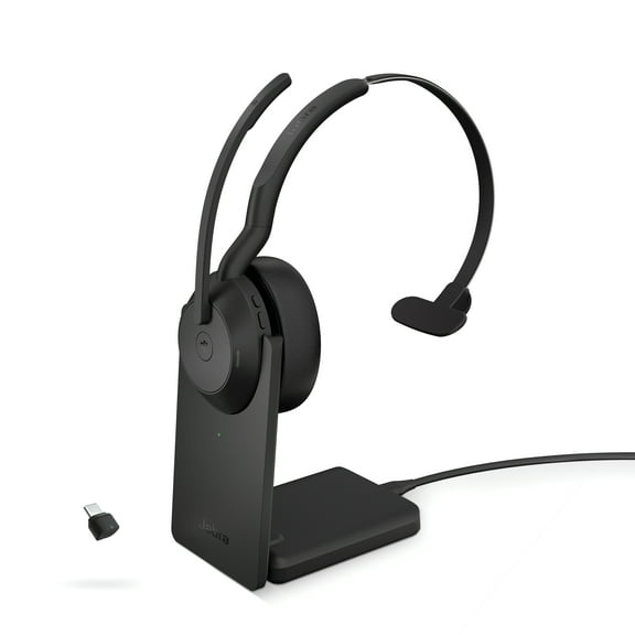 Jabra Evolve2 55 - Link390c MS Stereo with Charging Stand Wireless Headset / Music Headphones