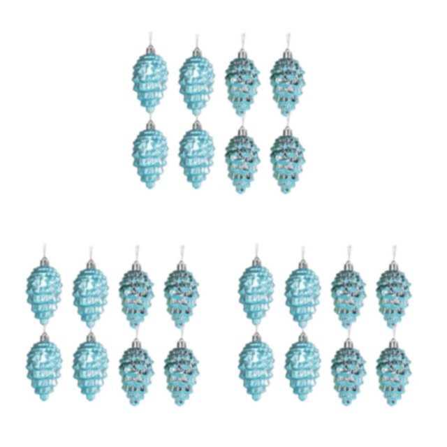 Destyer 8pack/lot Pine Cone Decorations Festive Pine Cone Pendant To Add Joy To Tree Lake Blue 3Set