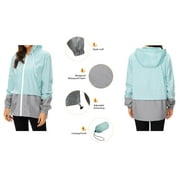 Rosvigor Womens Waterproof Raincoat Lightweight Color Block Jackets Windproof Hooded Jacket with Pockets