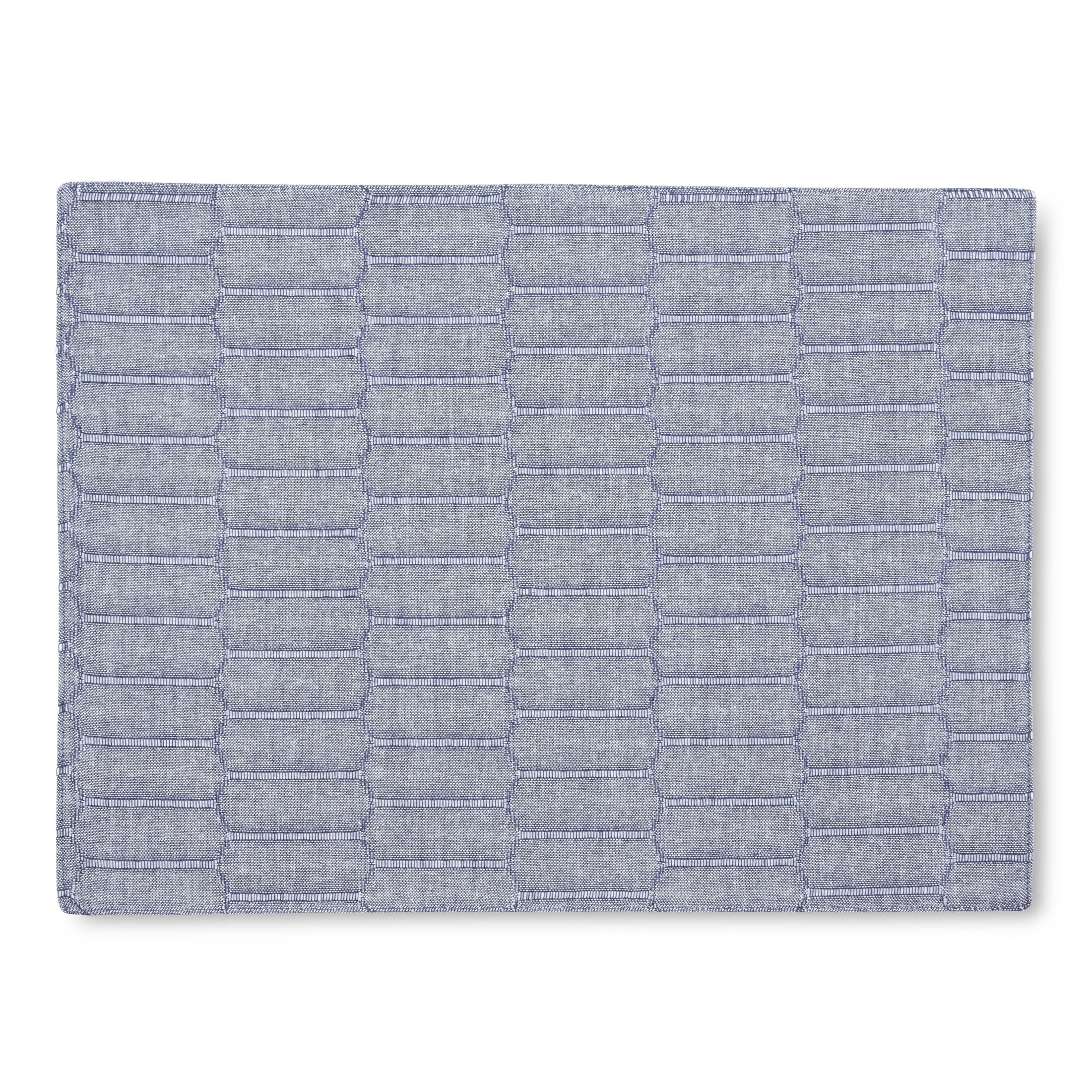 Martha Stewart Honeycomb Modern Farmhouse Reversible Fabric Placemat 4-Pack Set, Blue, 13"x17.5"