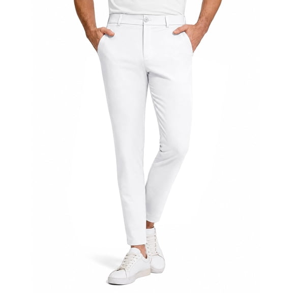 CUSTG Men Casual Pants Slim Fit Cropped Pants Mid Waist Ankle Length Business And Tennis Sports Pants Workwear Utility Pants