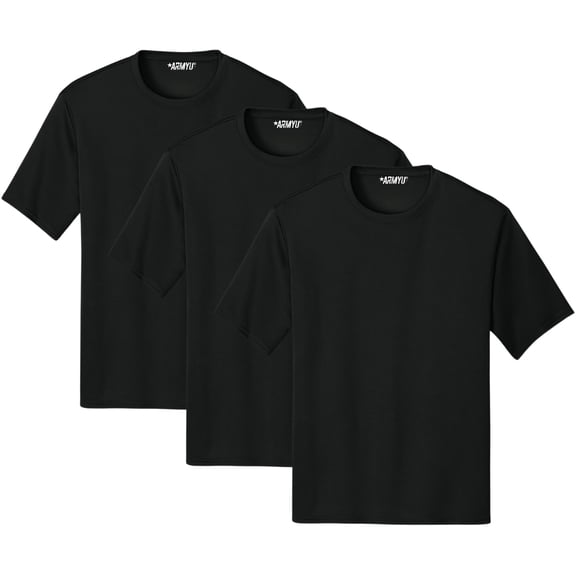 Solid Performance Military Tactical T-Shirts | 100% Polyester Moisture Wicking Tee Shirts, 3-Pack (Black, XX-Large)