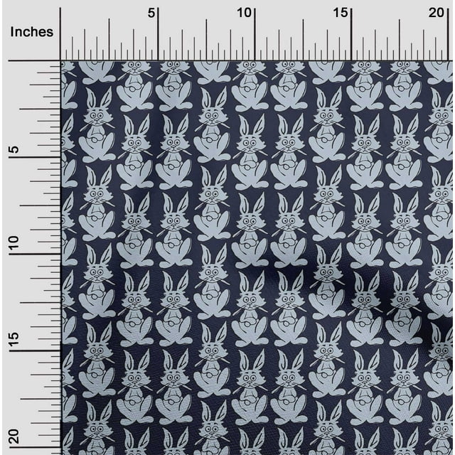 oneOone Georgette Viscose Fabric Rabbit Block Print Fabric By The Yard 42 Inch Wide