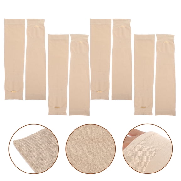 Homoyoyo 4 Pairs Men's Arm Covers with UV and Sun Blocking, Lightweight Beige Sleeves for Outdoor Activities