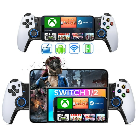 EUROA Stretchable Game Controller Suitable For Switch/Switch OLED/Switch2, Compatible with Phone Android/IOS, Dual Hall Rocker Six-axis Wireless Controller for Mobile Game Controller