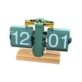 thumbnail image 1 of Reloj de escritorio plegable Reloj mecánico plegable Base de madera Decoración Reloj de mesa vintage Verde, 1 of 7
