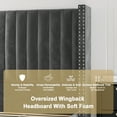 thumbnail image 5 of Merluxy Upholstered Bed Wingback Adult King Size Velvet Channel Tufted Modern Metal bed, Dark Grey, 5 of 9