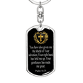 thumbnail image 5 of Shield Of Salvation Swivel Keychain Dog Tag Stainless Steel or 18k Gold, 5 of 10