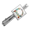 thumbnail image 1 of Letter D Floral Monogram Initial Square Tie Bar Clip Clasp Tack- Silver or Gold, 1 of 5