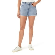 kensie Jeans for Women Ladies Mid Rise Side Rivet Detail Frayed Hem Shorts, Marina, 14
