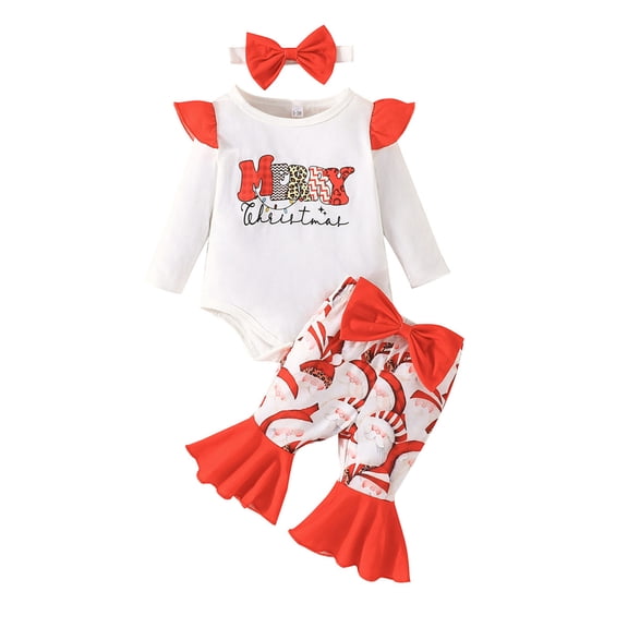 Cathalem Baby Outfits Newborn Baby Girl Clothes Outfits Infant Romper Ruffle Pants Cute Toddler Baby Girl Clothes Set (White,12-18 Months)