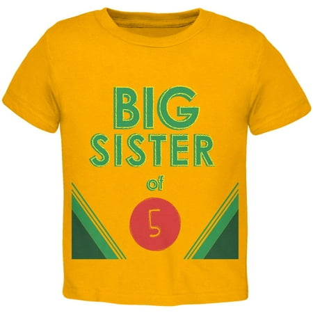 

Crayon Big Sister of 5 Toddler T Shirt Gold 3T