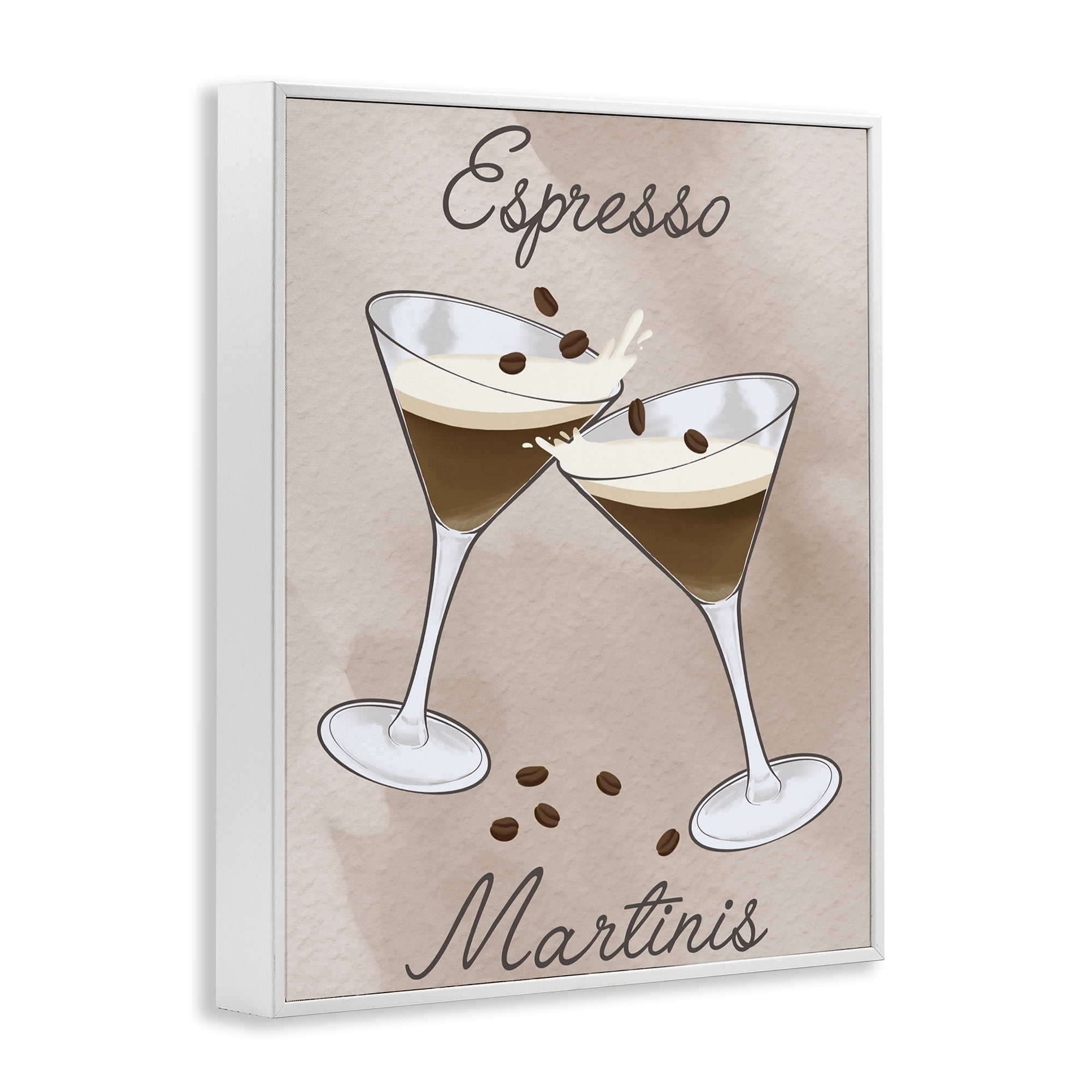 Stupell Industries Cheers Espresso Martinis White Framed Giclee Art, design by Marcus Prime