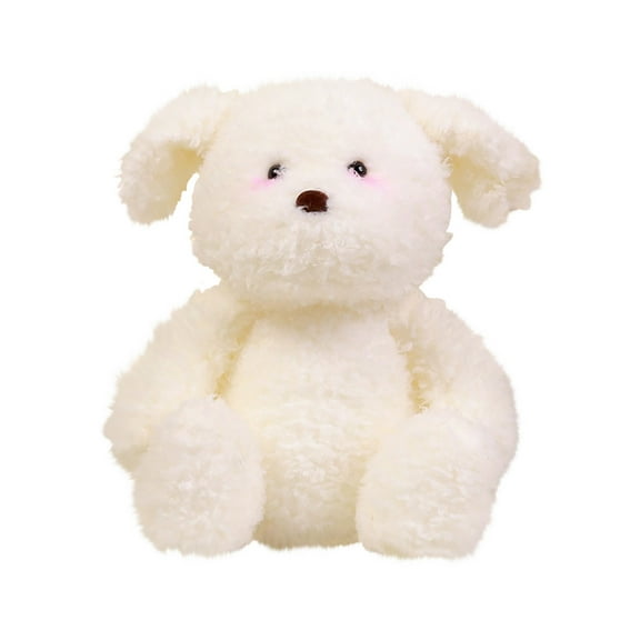 Plush Soft White Puppy Stuffed Animal Toy, Cuddly Fluffy Dog Plushie for Kids, Toddlers, and Baby Gifts