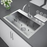 Exclusive Heritage 33x22 Single Bowl Topmount Stainless Steel Kitchen Sink with Strainer and Grid