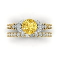 thumbnail image 2 of 3.06 ct Brilliant Round Cut Yellow Zircon 14k Yellow/White Gold Solitaire with Accents Engagement Bridal Wedding Ring Band Set size 7.75, 2 of 7