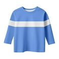thumbnail image 3 of HVOBTTY Toddlers Classic Pullover Top, Kids Summer T Shirt, Kids Stylish Soft Solid Color 3/4 Sleeve Round Neck Casual Breathable Comfortable Daily Top Blue, 5-6 Years, 3 of 5