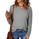 thumbnail image 1 of Jersey EVALESS para mujer, casual, cuello redondo, tejido trenzado, gris claro, 1 of 5