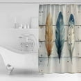 thumbnail image 4 of Extra Long Shower Curtain 72x84 Inch, Boho Blue Feathers Shower Curtain Waterproof Bathroom Decor Country Vintage Wooden Grain Fabric Bath Curtain Set Accessories with Hooks, 4 of 6