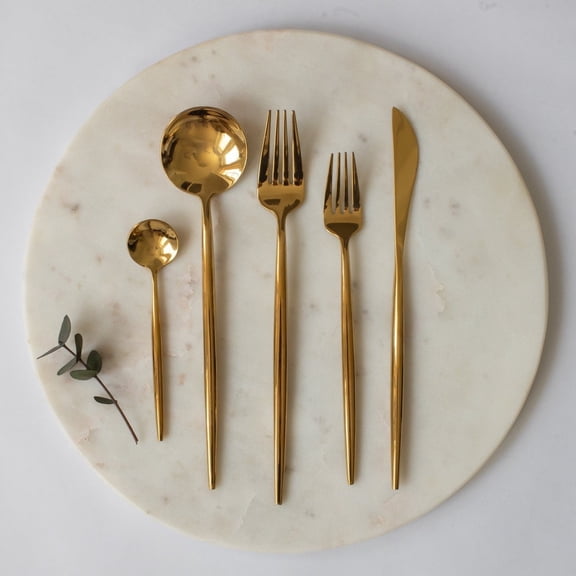 GENOA Mirror Gold Flatware Set – 5 Pieces | Marcel Ardani Polished Steel