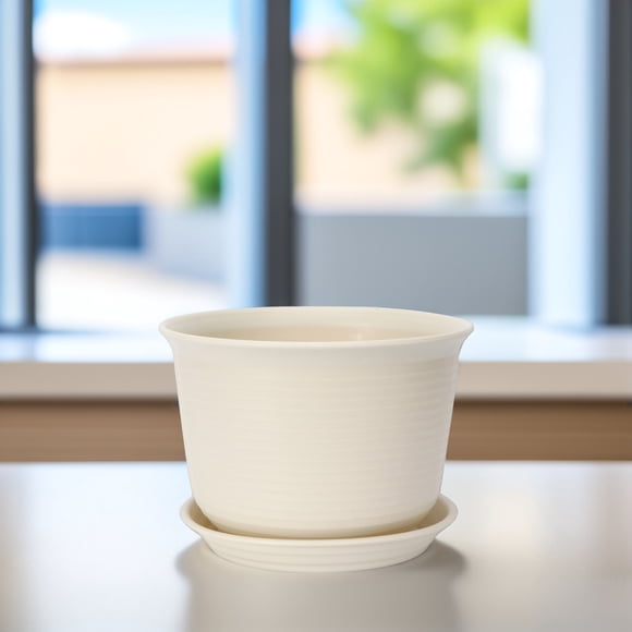 FUEENIRVA Macetas Beige De Plástico Con Textura Lisa Para Plantas Suculentas Y Eventos Especiales